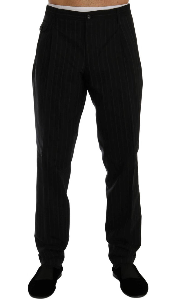 Black Striped Cotton Dress Pants