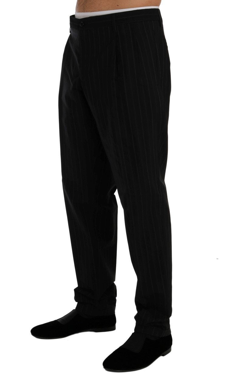 Black Striped Cotton Dress Pants