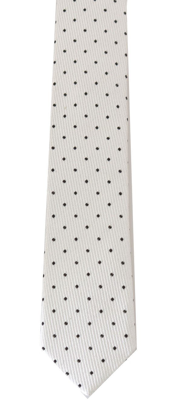 White Silk Polka Dot Slim Tie