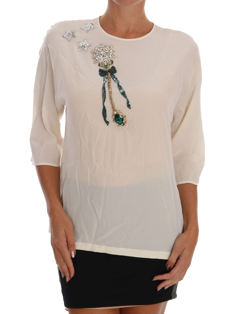 White SICILY Crystal Blouse