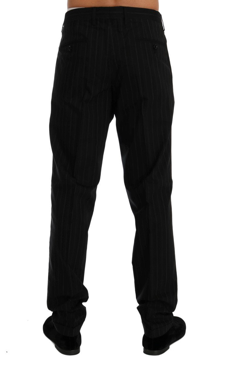 Black Striped Cotton Dress Pants