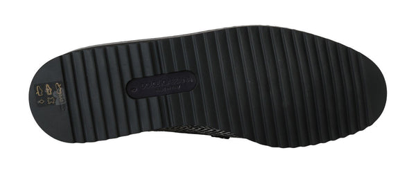 Black White Wool Leather Loafers