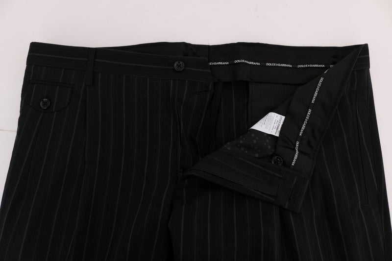 Black Striped Cotton Dress Pants