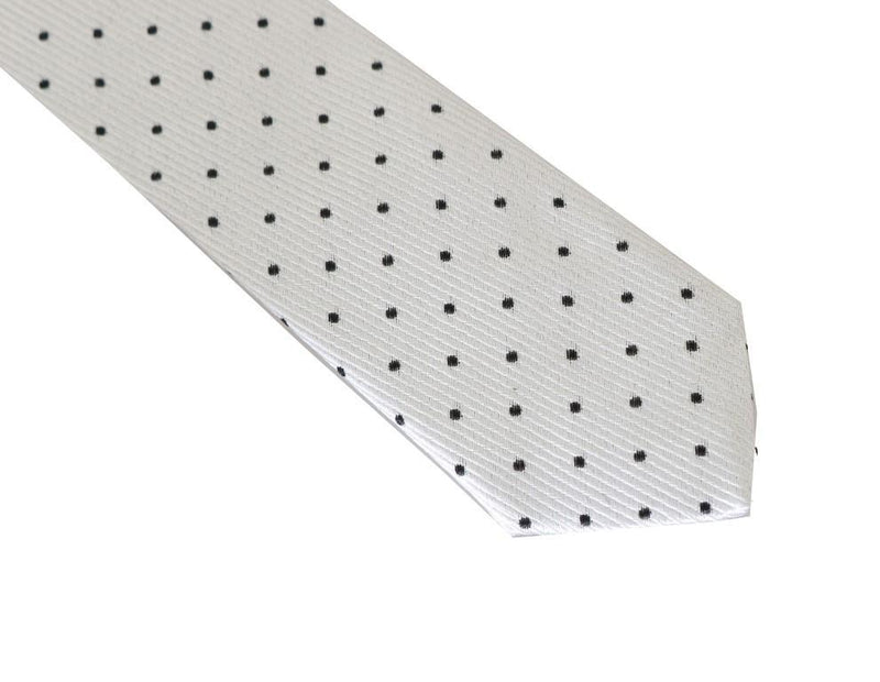 White Silk Polka Dot Slim Tie