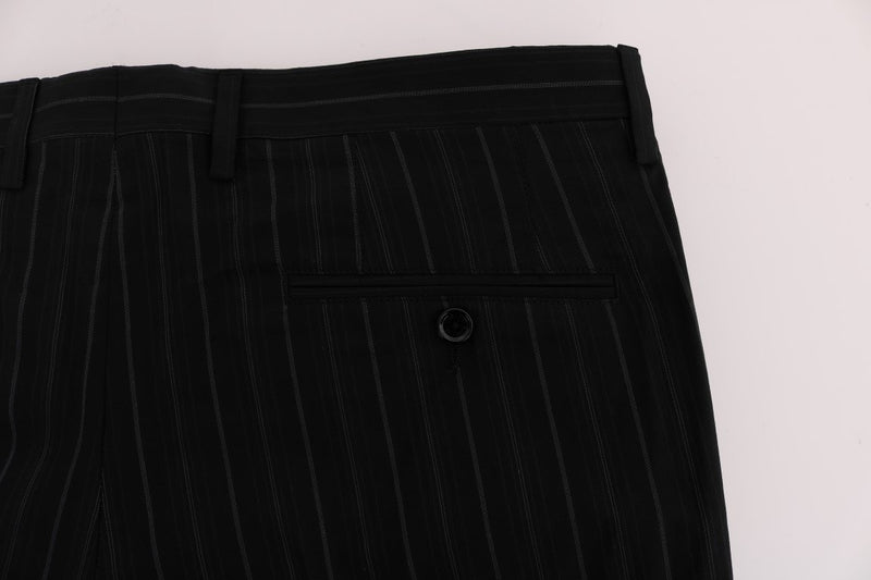 Black Striped Cotton Dress Pants