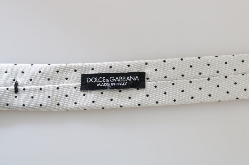 White Silk Polka Dot Slim Tie