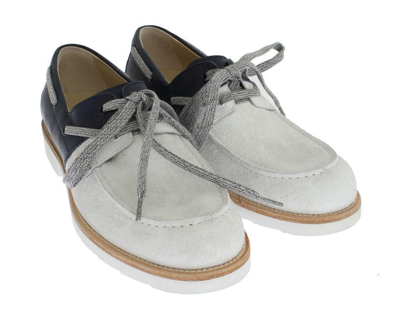 White Blue Leather Shoes