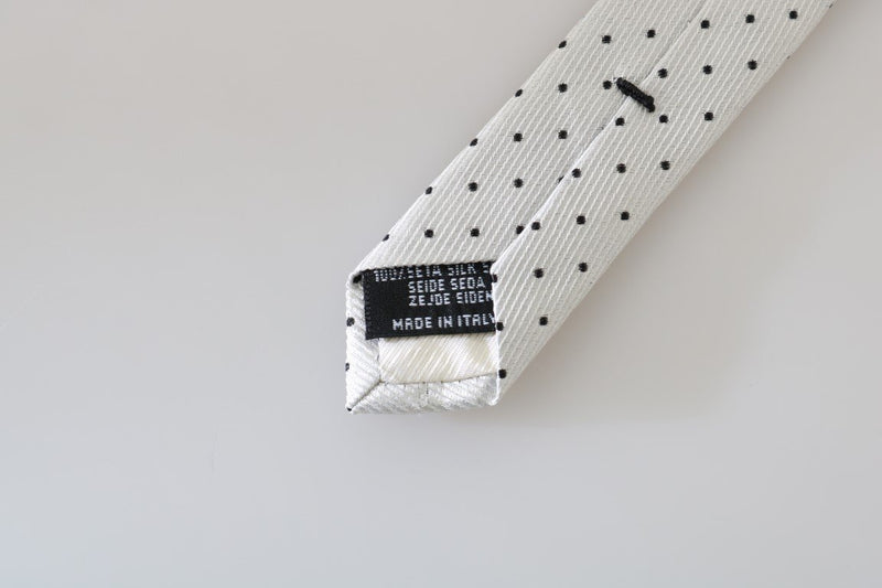 White Silk Polka Dot Slim Tie