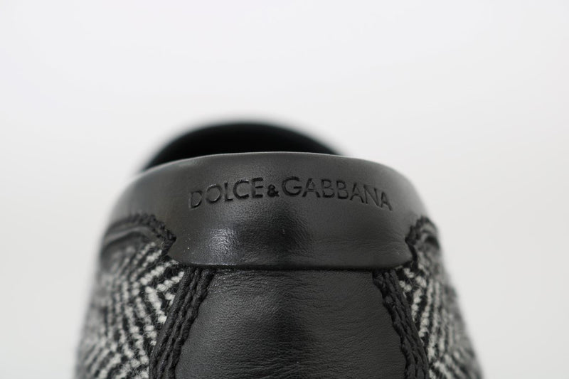 Black White Wool Leather Loafers