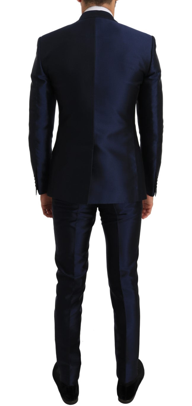 Blue Silk 3 Piece MARTINI Slim Suit