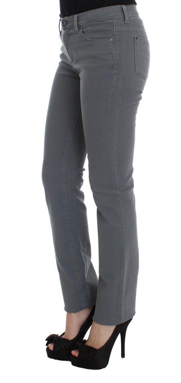 Gray Cotton Blend Slim Fit Jeans