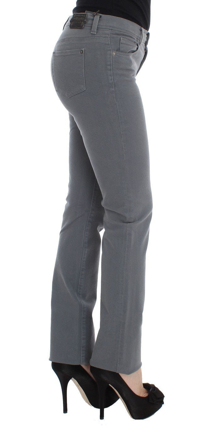 Gray Cotton Blend Slim Fit Jeans