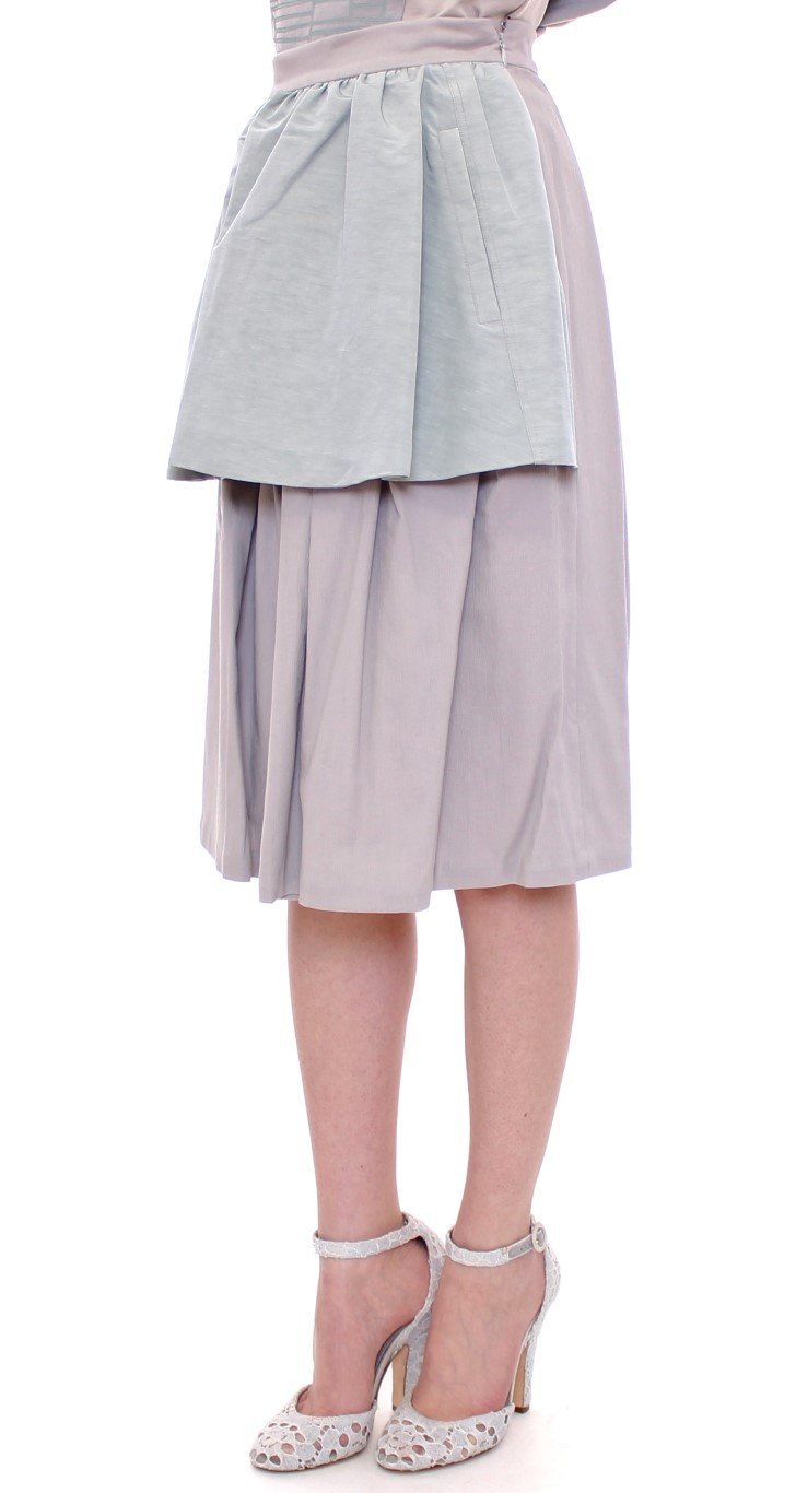 Blue Purple Knee-Length Pleated Skirt