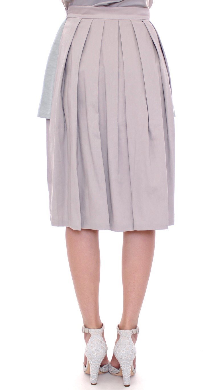 Blue Purple Knee-Length Pleated Skirt