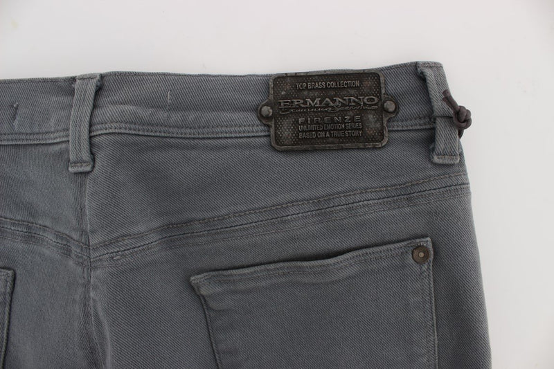 Gray Cotton Blend Slim Fit Jeans