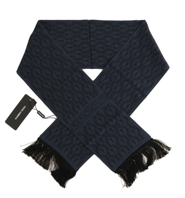 Blue Silk Black Royal Print Scarf