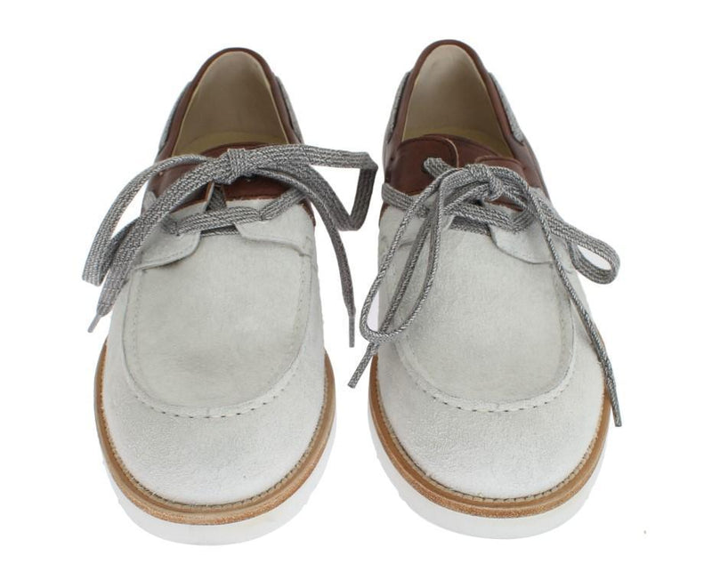 White Brown Leather Shoes