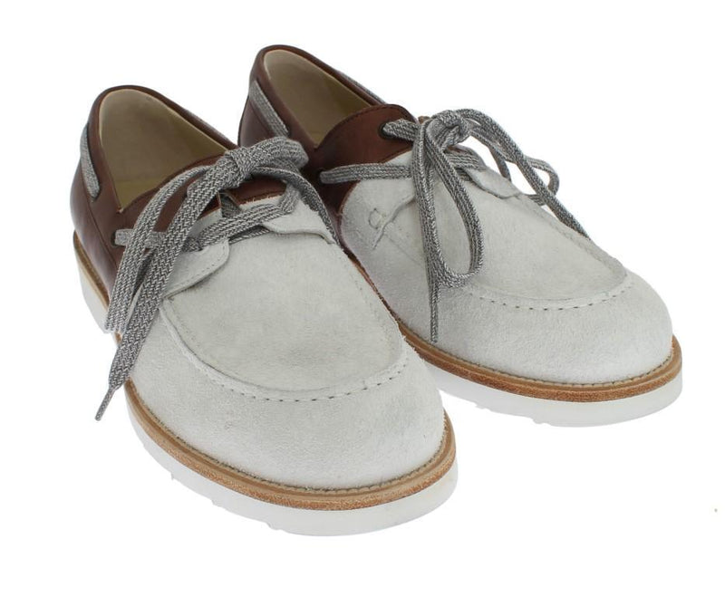 White Brown Leather Shoes