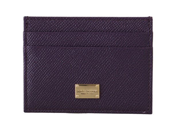 Purple Dauphine Leather Cardholder Case  Wallet