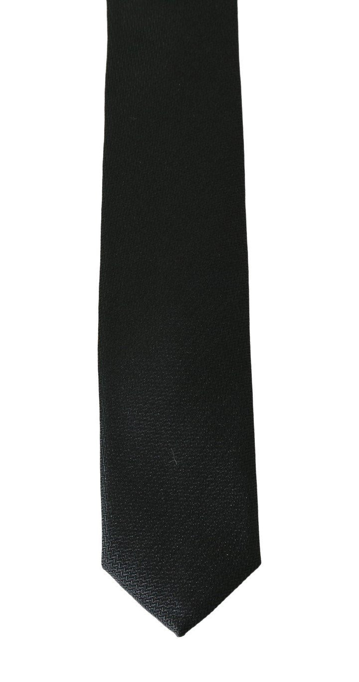 Black Silk Patterned Slim Tie