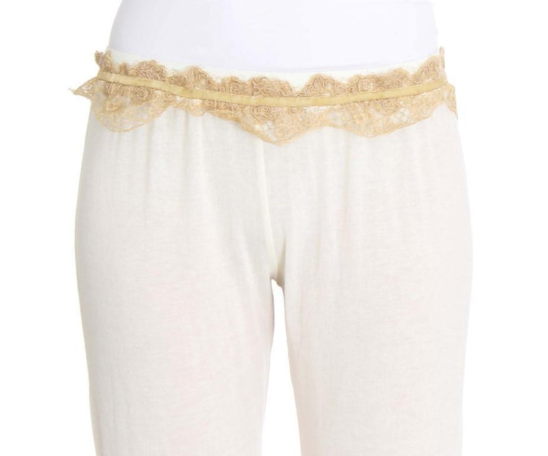 White Lace Detailed Casual Pants