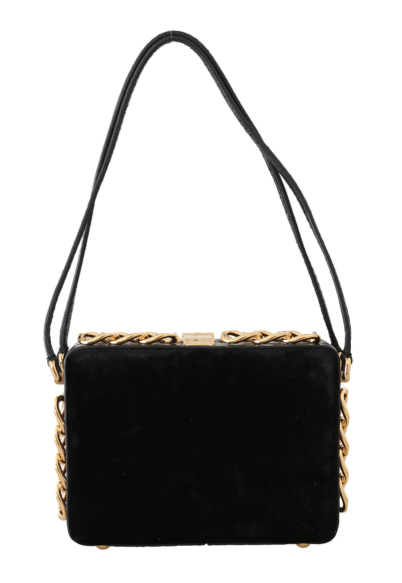 Black Velvet Gold Caiman Crystal Clutch Purse