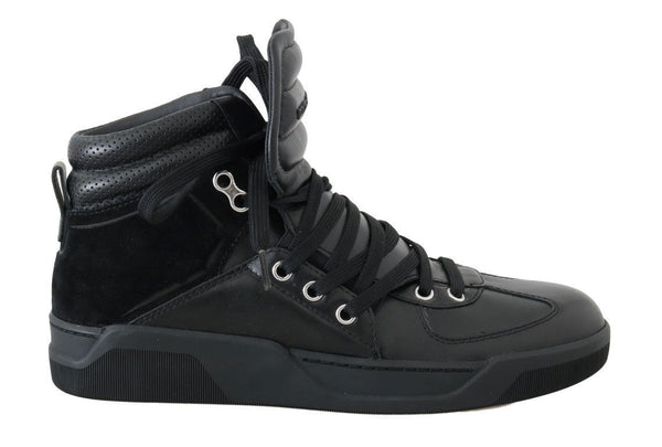 Black Leather High Top Sneakers