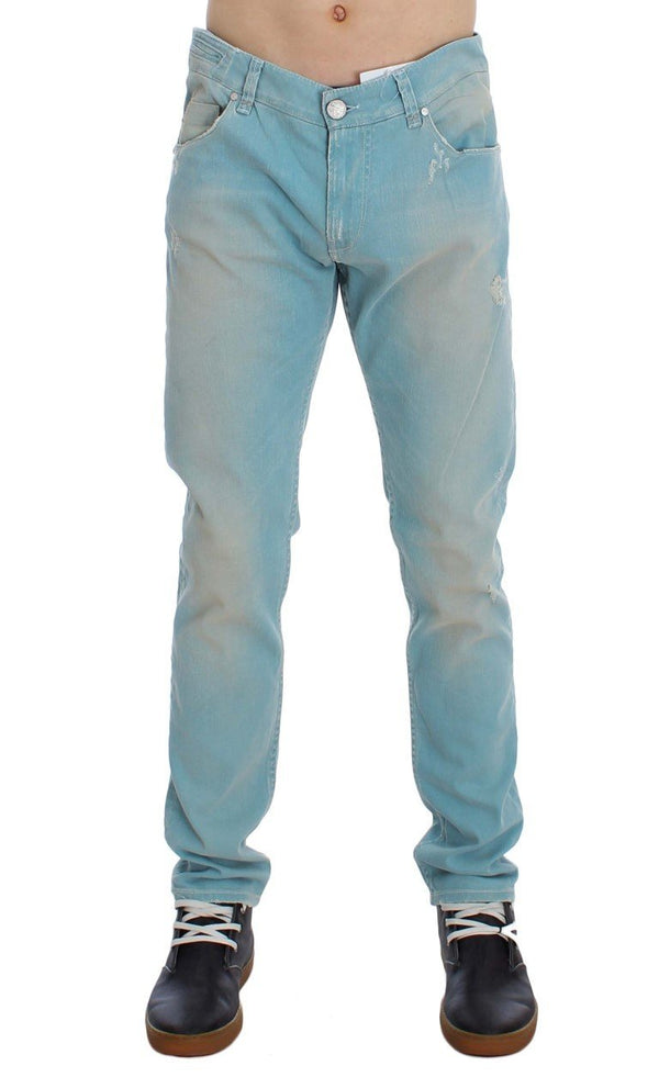 Blue Wash Cotton Stretch Slim Fit Jeans