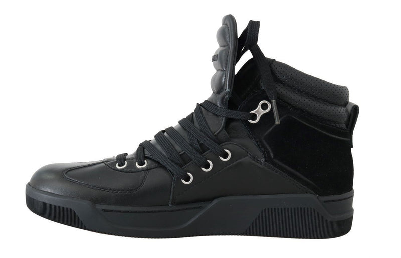 Black Leather High Top Sneakers