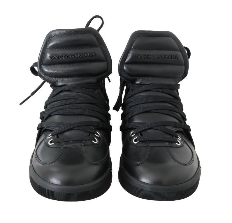 Black Leather High Top Sneakers