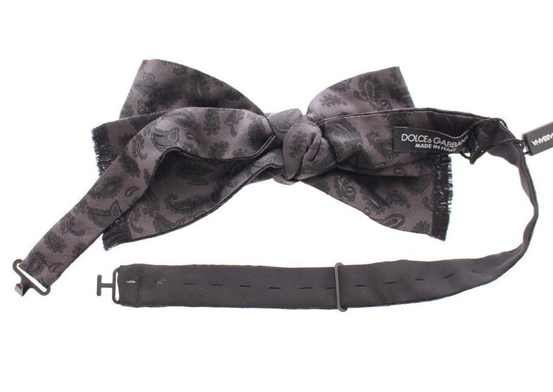 Black Silk Baroque Paisley Untied Bow Tie