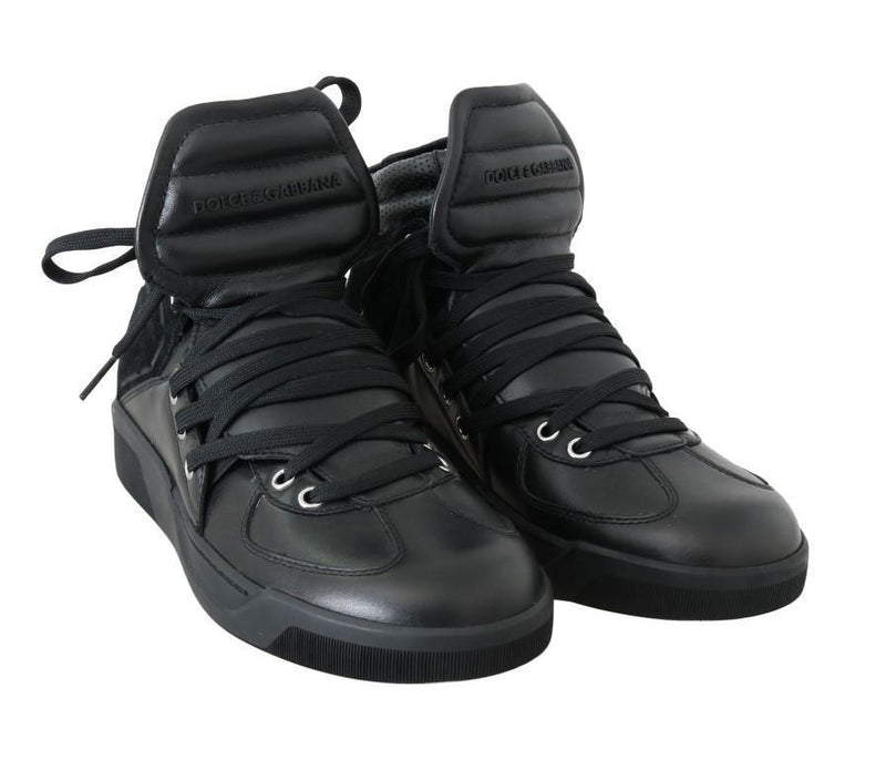 Black Leather High Top Sneakers