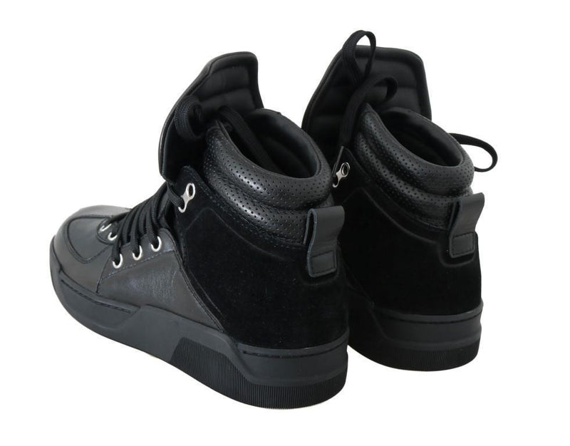 Black Leather High Top Sneakers