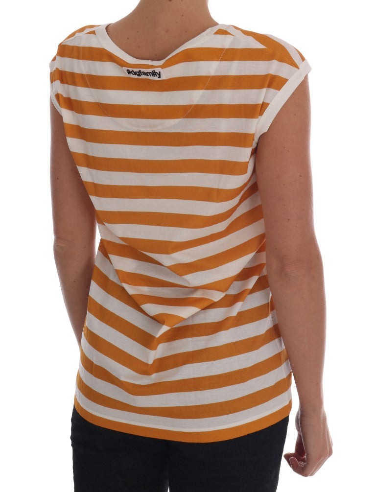 White Yellow Striped Cotton T-Shirt