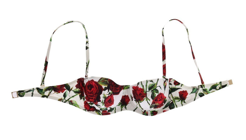 White Red Roses Bikini Top