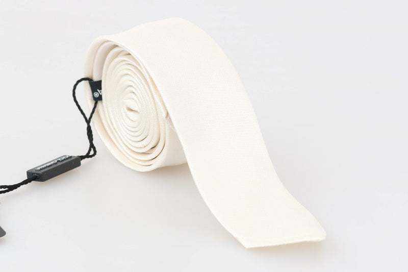 White Silk Solid Skinny Tie