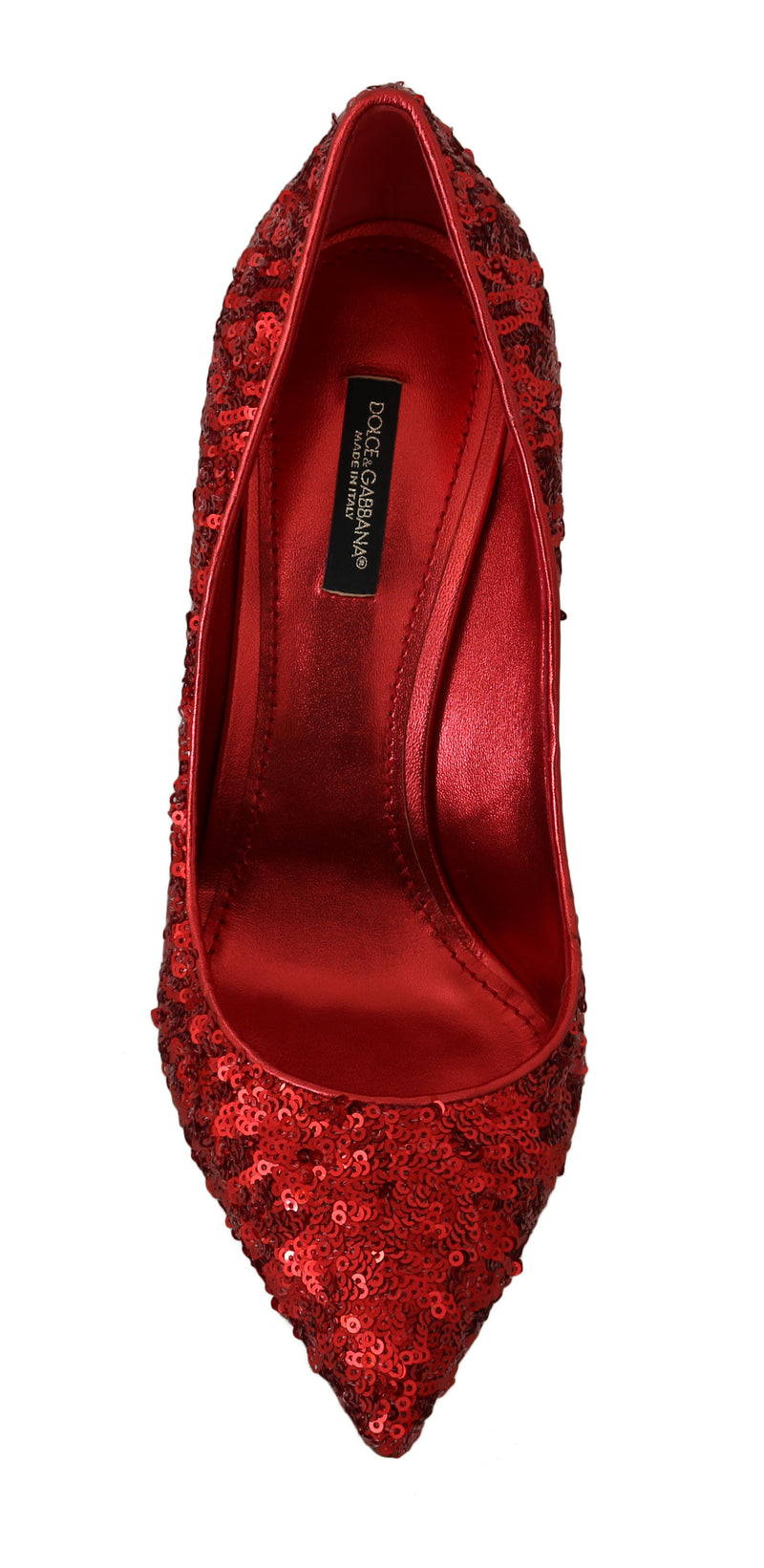 Red Sequined Leather Pumps Heels