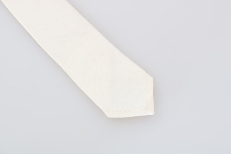 White Silk Solid Skinny Tie