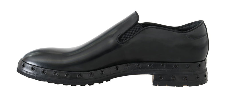 Black Leather Dress Loafers Shoes