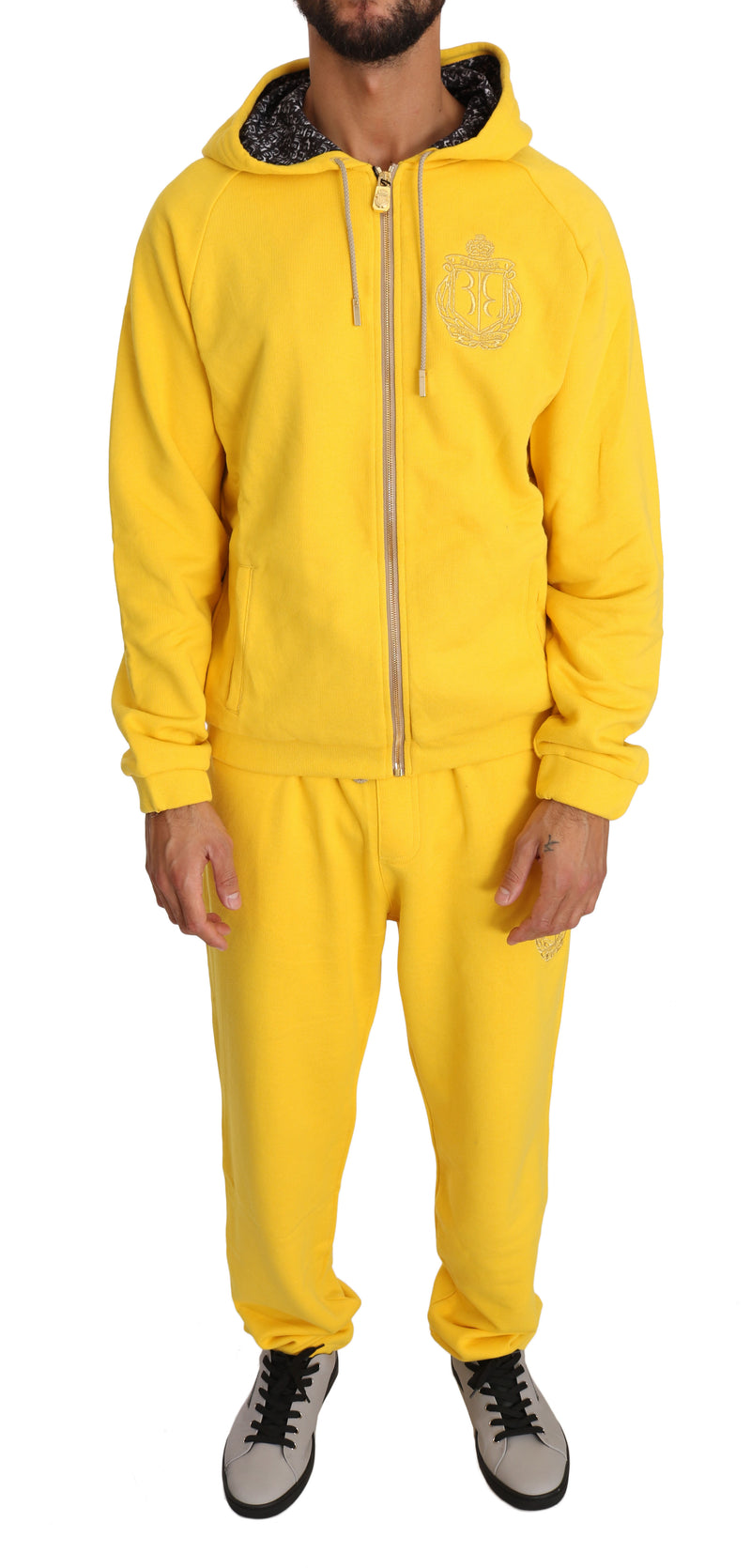 Yellow Cotton Sweater Pants Tracksuit