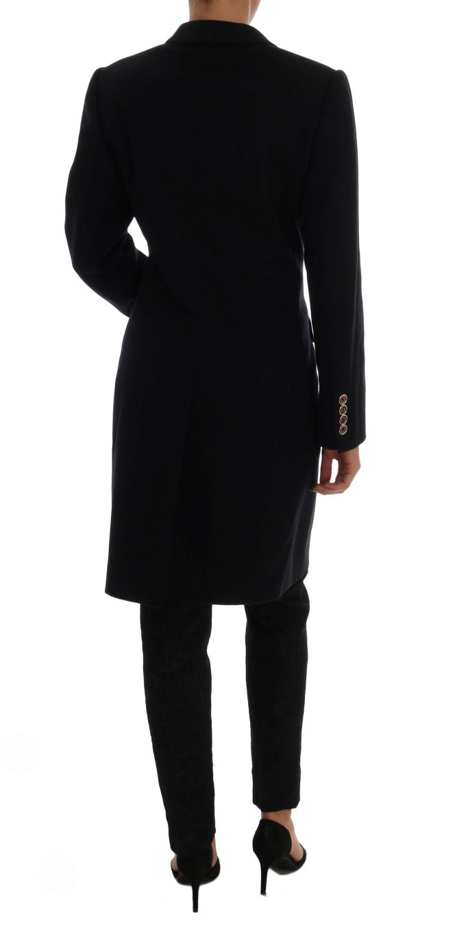 Dark Blue Wool Single Breasted Coat