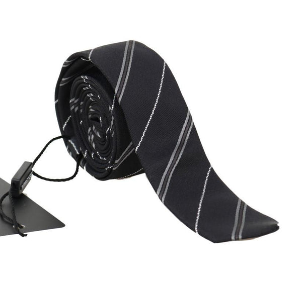 Black Silk Striped Slim Tie