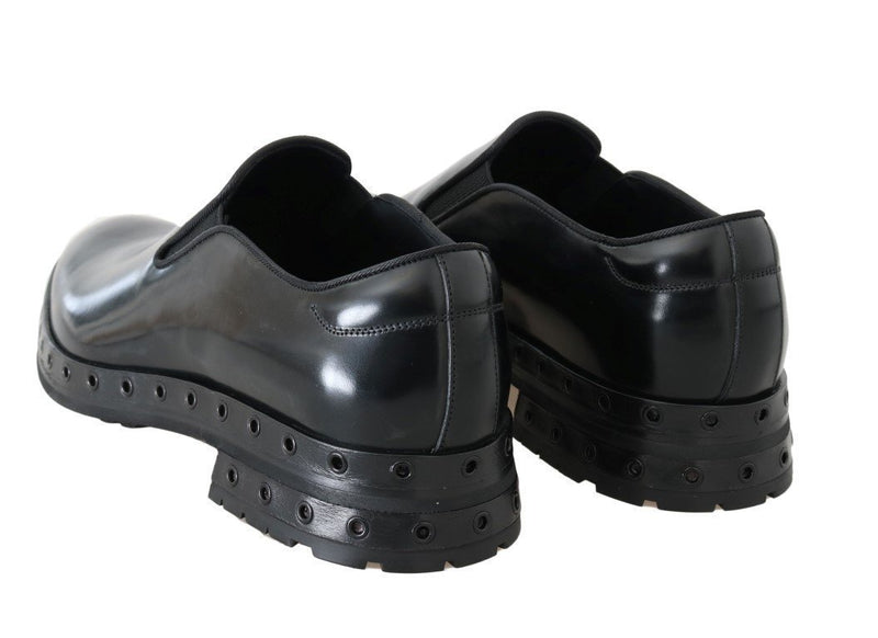Black Leather Dress Loafers Shoes