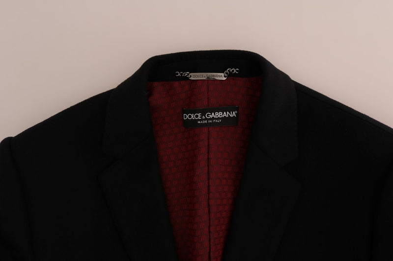 Dark Blue Wool Single Breasted Coat