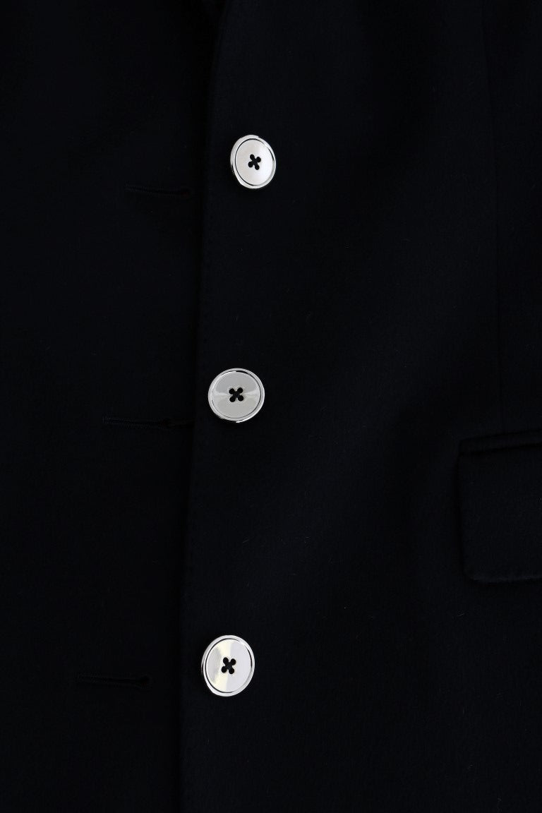 Dark Blue Wool Single Breasted Coat