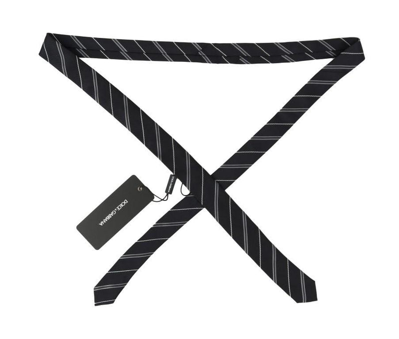 Black Silk Striped Slim Tie