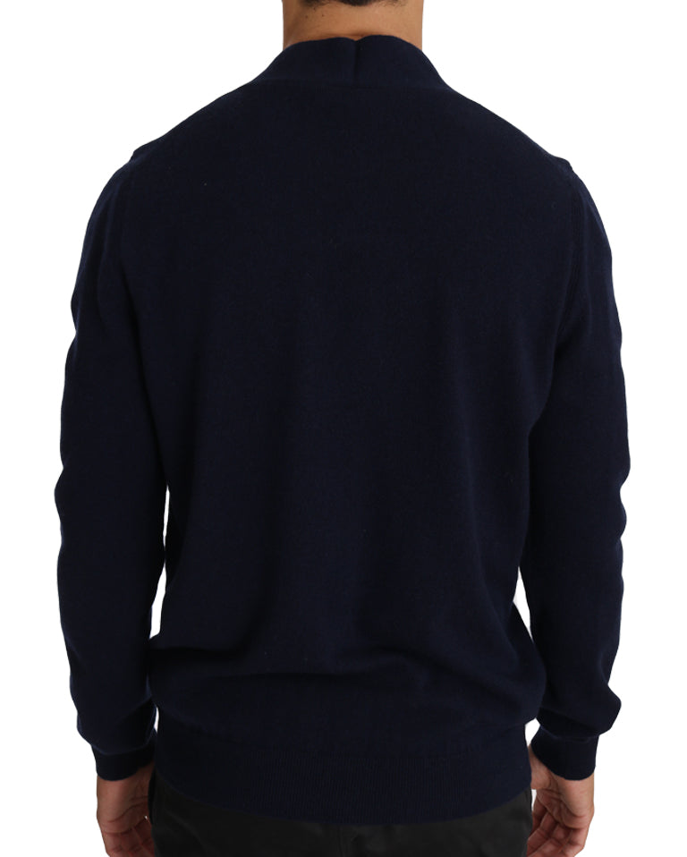 Blue Cashmere V-neck Pullover Sweater