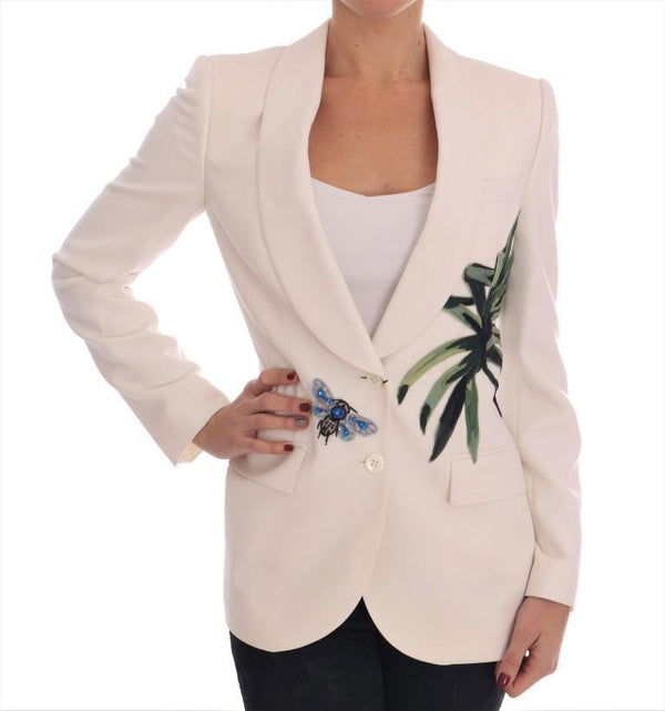 White Wool Crystal Blazer Jacket