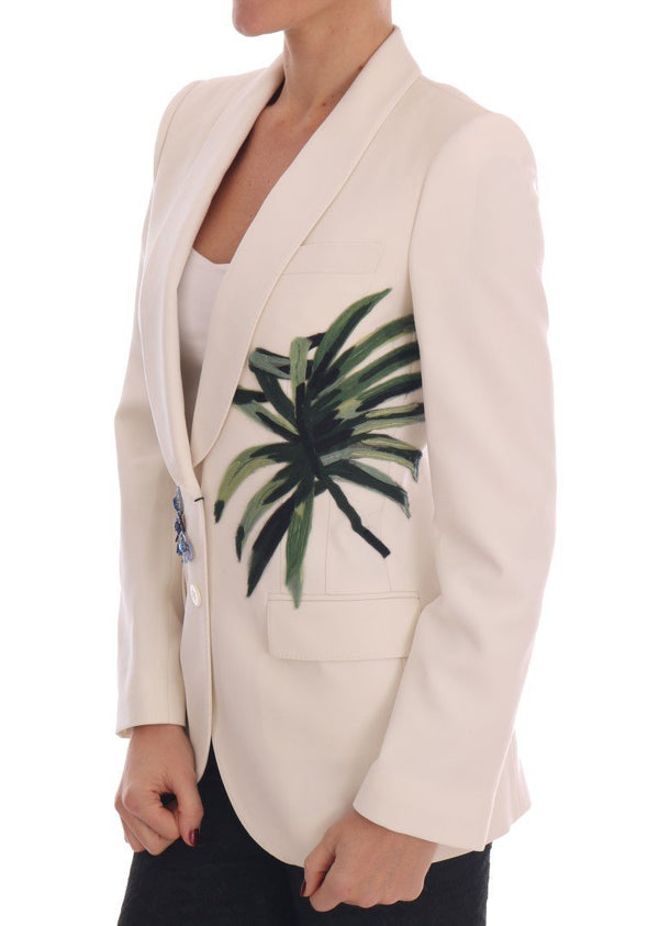 White Wool Crystal Blazer Jacket