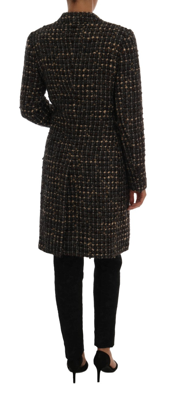 Brown Wool Tweed Single Breasted Jacket